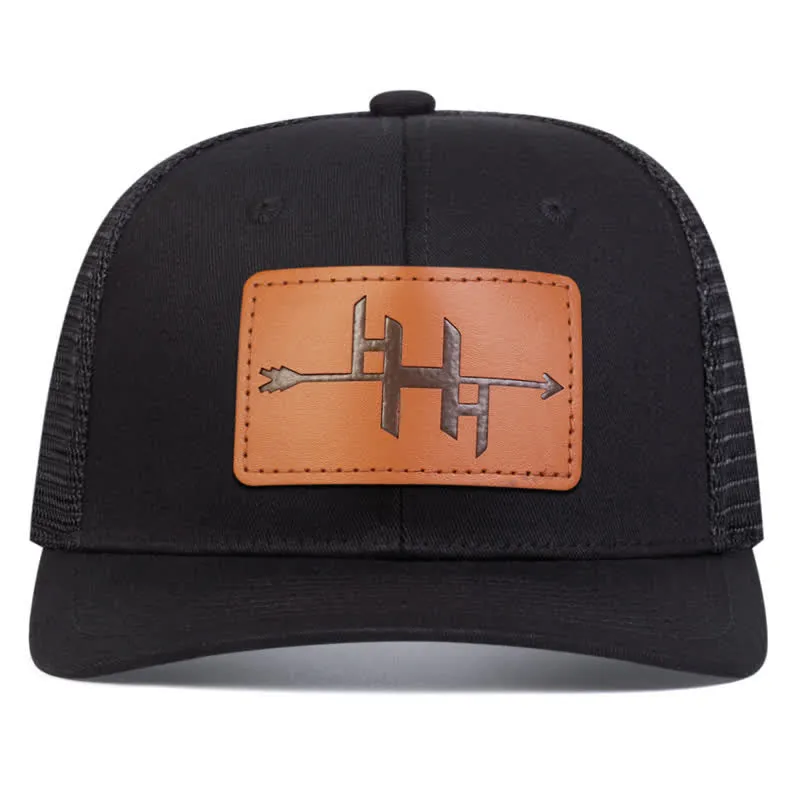 Arrowhead Gun Pattern Leather Label Patch Trucker Hat sold by FloralTrip product image thumbnail 3