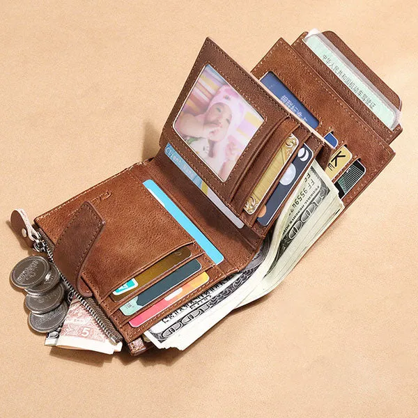 RFID Anti-Theft Multi-Card Slots Large Capacity Genuine Leather Wallet sold by FloralTrip