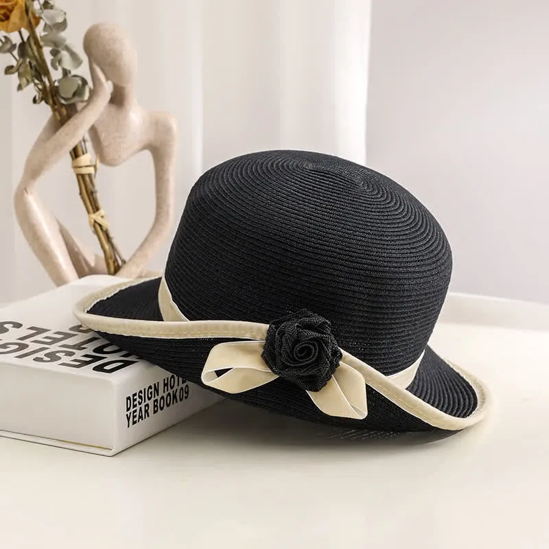 Women's Elegant Two Tone Floral Foldable StrawHat sold by FloralTrip product image thumbnail 5