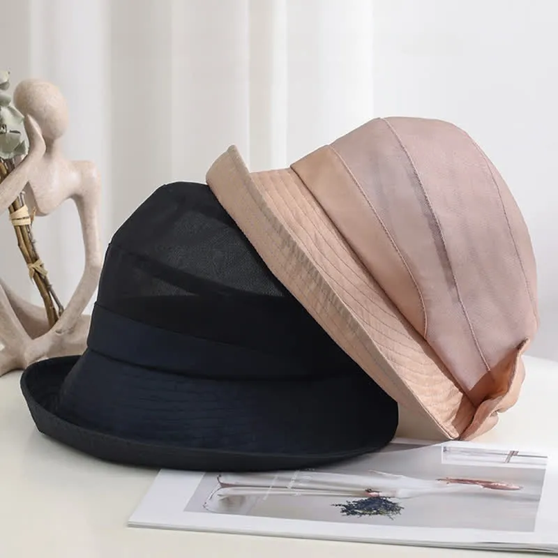Women's Large Bow Knot Wide Brim Foldable Silk Sun Hat sold by FloralTrip product image thumbnail 2