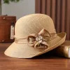 Women's Daisy Decor Flower Ribbon Sunshade Straw Hat sold by FloralTrip