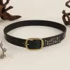 Women's Black Heavy Metal Rivet Leather Belt sold by FloralTrip