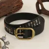 Women's Black Heavy Metal Rivet Leather Belt sold by FloralTrip