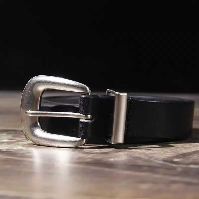 Women's Simple Silver Buckle Thin Strap Black Leather Belt sold by FloralTrip product image thumbnail 2