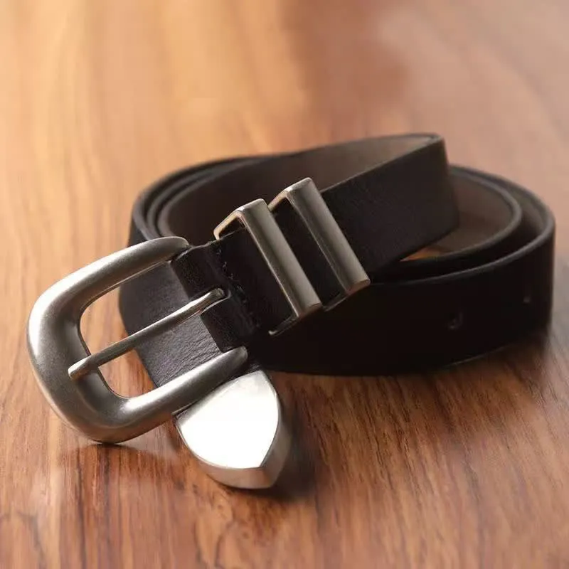 Women's Simple Silver Buckle Thin Strap Black Leather Belt sold by FloralTrip product image thumbnail 4