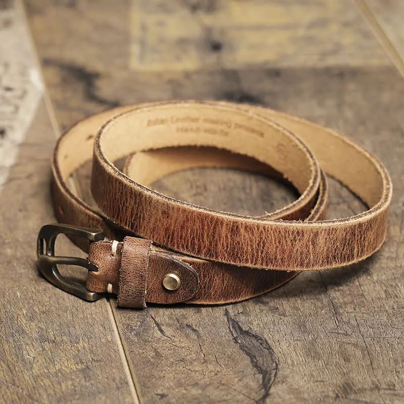 Women's Thin Strap Skinny Cowhide Leather Belt sold by FloralTrip