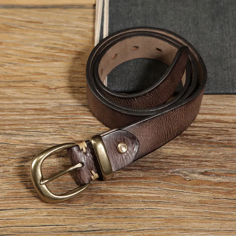 Single Prong Half Round Buckle Work Leather Belt sold by FloralTrip