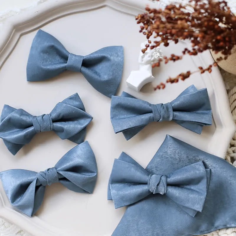 Men's Haze Blue Solid Color Fresh Bow Tie sold by FloralTrip product image thumbnail 2