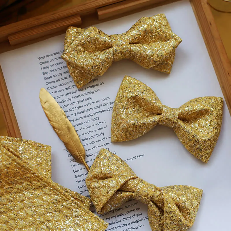 Men's Golden Glittering Shiny Details Bow Tie sold by FloralTrip product image thumbnail 4