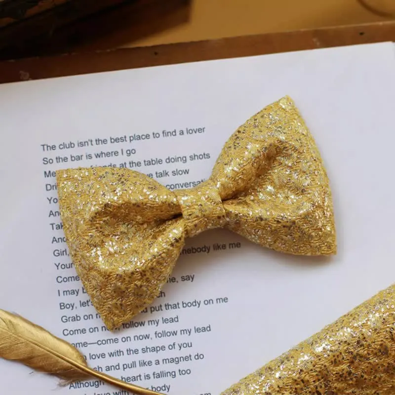 Men's Golden Glittering Shiny Details Bow Tie sold by FloralTrip product image thumbnail 3