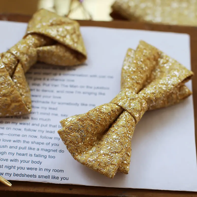 Men's Golden Glittering Shiny Details Bow Tie sold by FloralTrip product image thumbnail 5