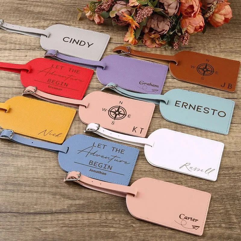 One-Sided Custom Your Text Travel Leather Luggage Tag sold by FloralTrip