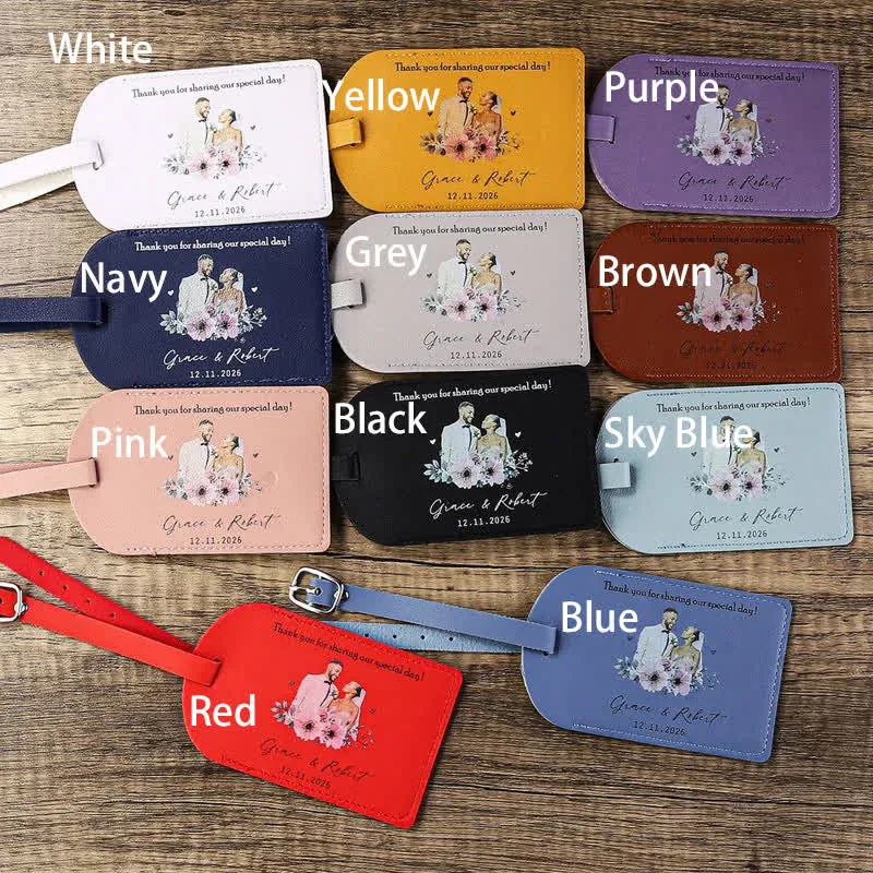 One-Sided Custom Your Text Travel Leather Luggage Tag sold by FloralTrip product image thumbnail 3