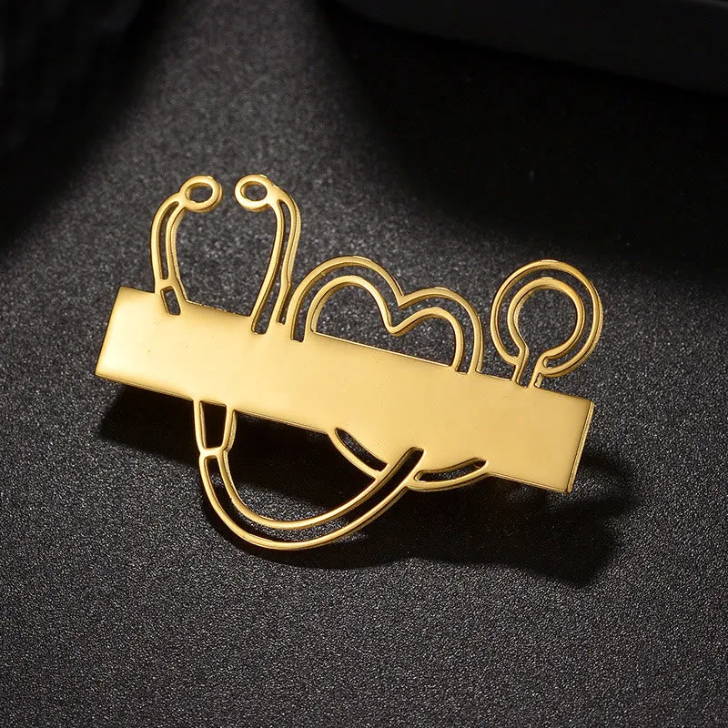 Custom Your Name Gold Long Strip Stethoscope Brooch sold by FloralTrip product image thumbnail 3