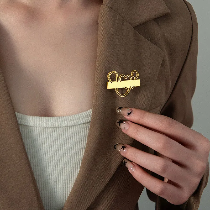 Custom Your Name Gold Long Strip Stethoscope Brooch sold by FloralTrip product image thumbnail 2