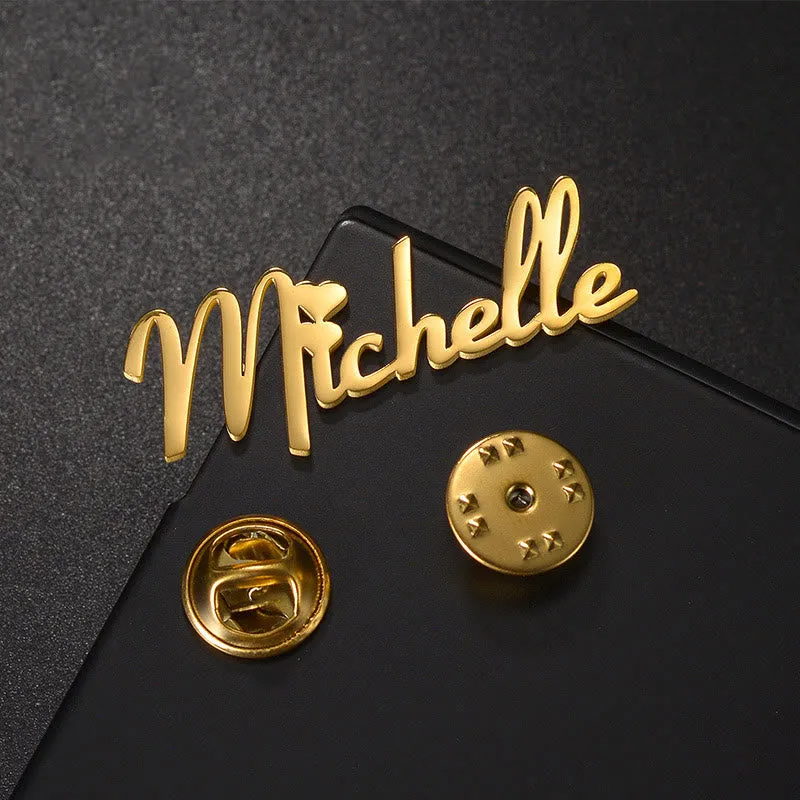 Gold Custom Your Name Personalized Stainless Steel Brooch sold by FloralTrip product image thumbnail 3