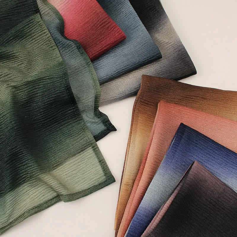Unisex Striped Gradient Color Pleats Summer Thin Scarf sold by FloralTrip