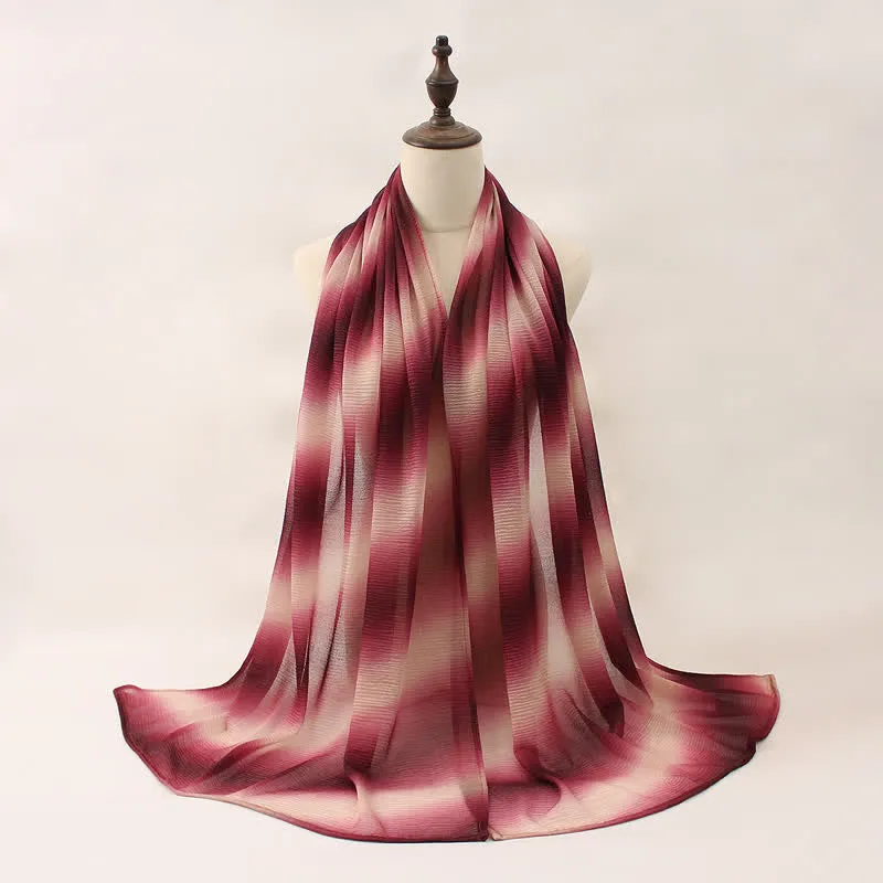 Unisex Striped Gradient Color Pleats Summer Thin Scarf sold by FloralTrip product image thumbnail 2