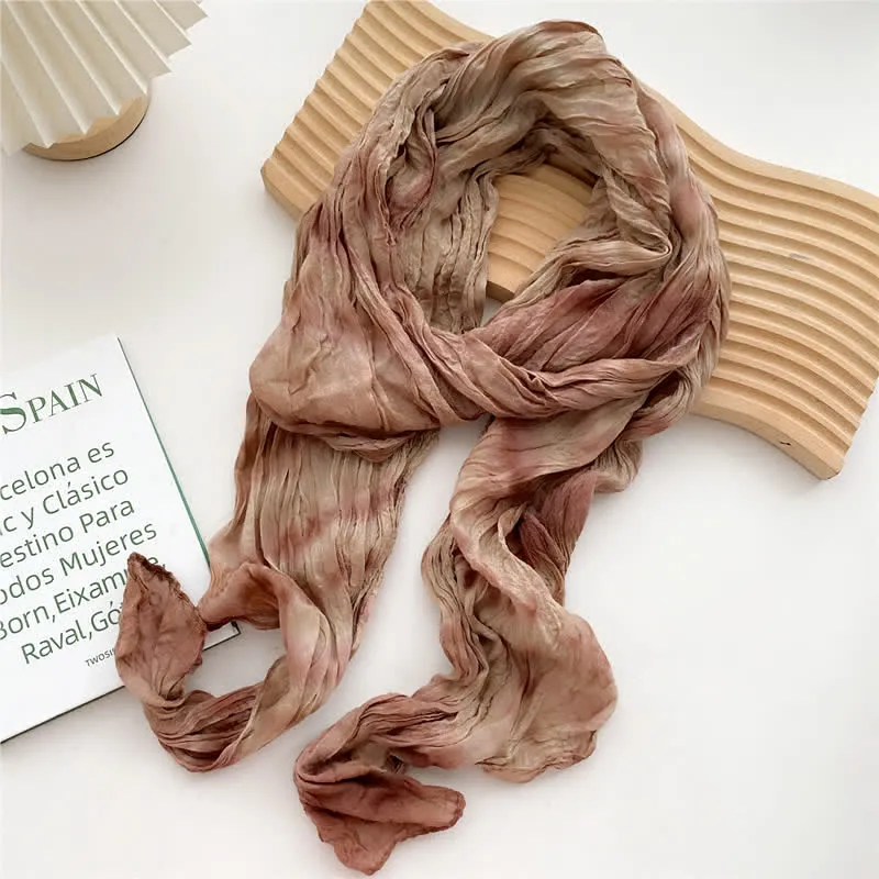 Women's Hand Tie-Dye Pleated Thin Long Scarf sold by FloralTrip product image thumbnail 5