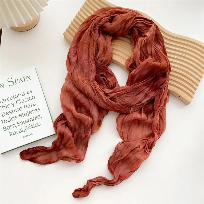 Women's Hand Tie-Dye Pleated Thin Long Scarf sold by FloralTrip