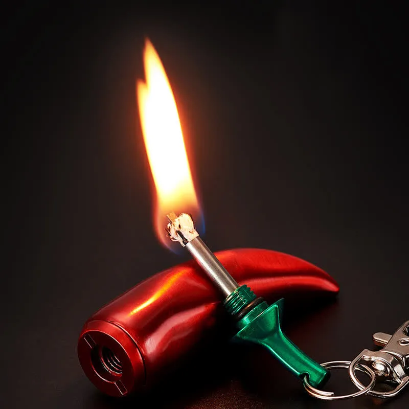 Novel Chili Shaped Permanent Match Keychain Kerosene Lighter sold by FloralTrip