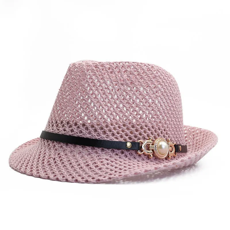 Men's Knitted Mesh Breathable Panama Fedora Hat sold by FloralTrip product image thumbnail 4