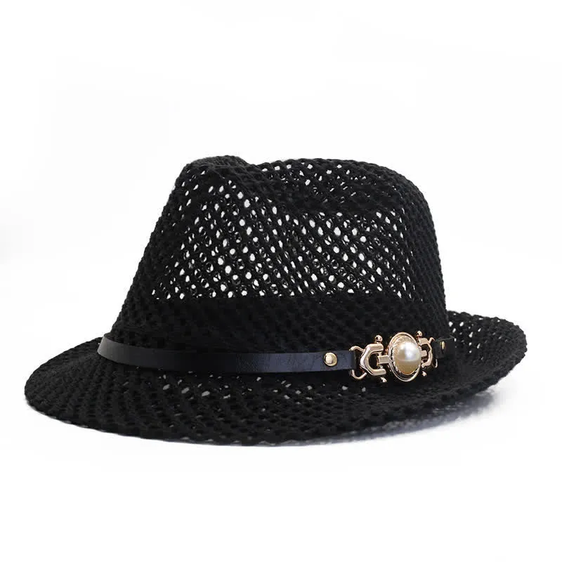 Men's Knitted Mesh Breathable Panama Fedora Hat sold by FloralTrip product image thumbnail 2
