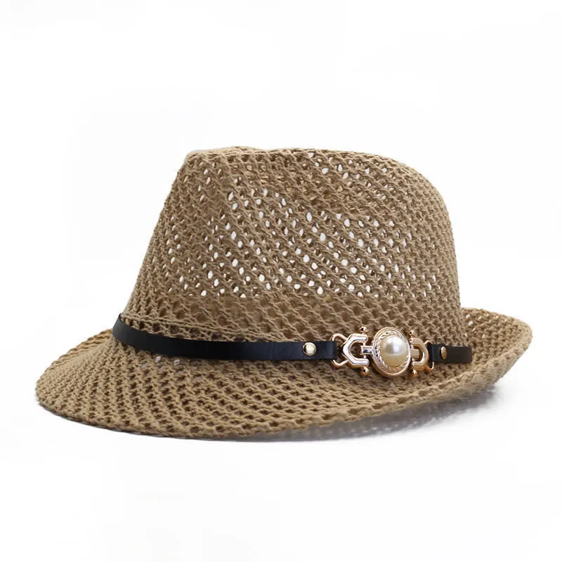 Men's Knitted Mesh Breathable Panama Fedora Hat sold by FloralTrip product image thumbnail 3