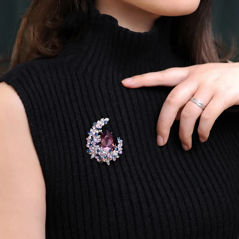 Women's Shiny Crystal Half Moon Shape Brooch sold by FloralTrip product image thumbnail 4