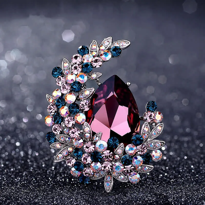Women's Shiny Crystal Half Moon Shape Brooch sold by FloralTrip