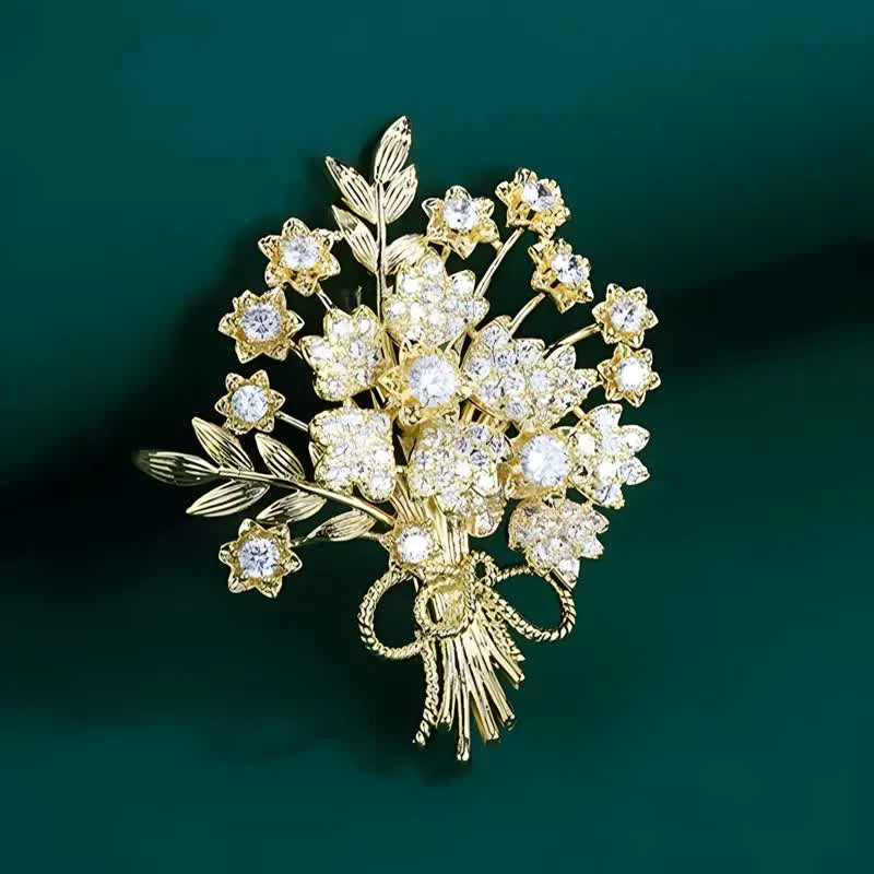 Women's Gold Rhinestones Bridal Flower Bouquet Brooch sold by FloralTrip product image thumbnail 5