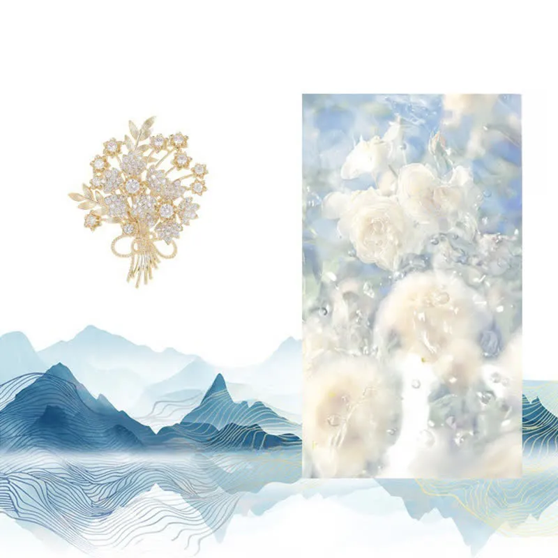 Women's Gold Rhinestones Bridal Flower Bouquet Brooch sold by FloralTrip product image thumbnail 3