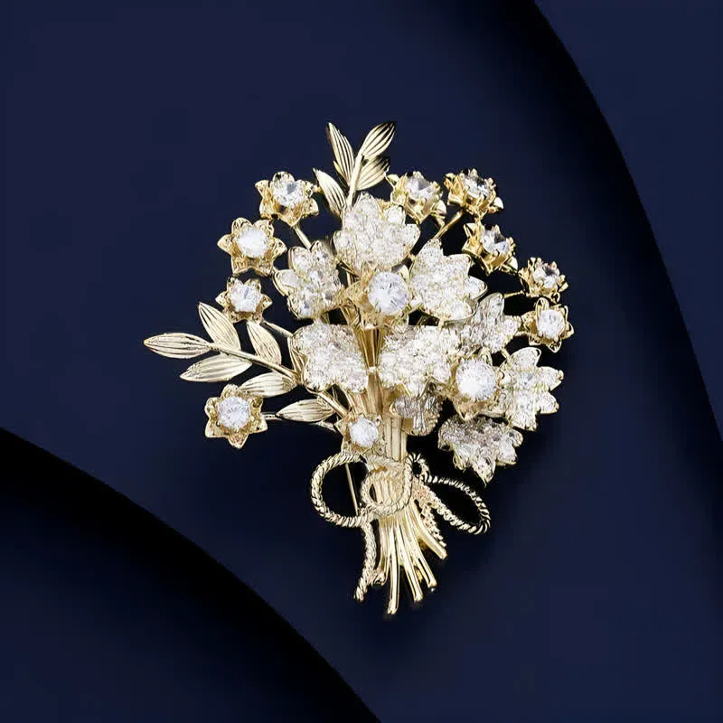 Women's Gold Rhinestones Bridal Flower Bouquet Brooch sold by FloralTrip