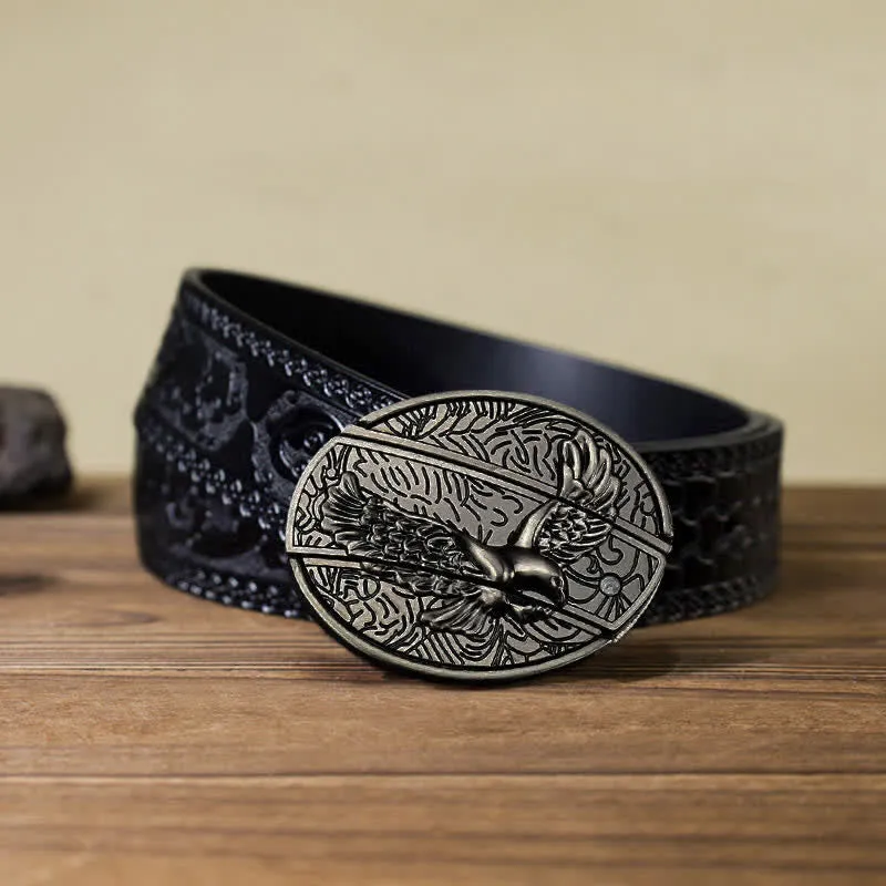 Men's DIY Soaring Eagle Hidden Folding Knife Leather Belt sold by FloralTrip