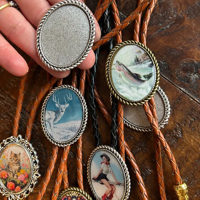 Funny Custom Photo Brown Leather Bolo Tie sold by FloralTrip