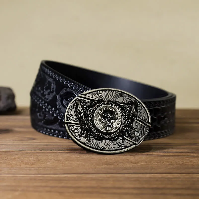 Men's DIY Rotating Skull Hidden Folding Knife Leather Belt sold by FloralTrip