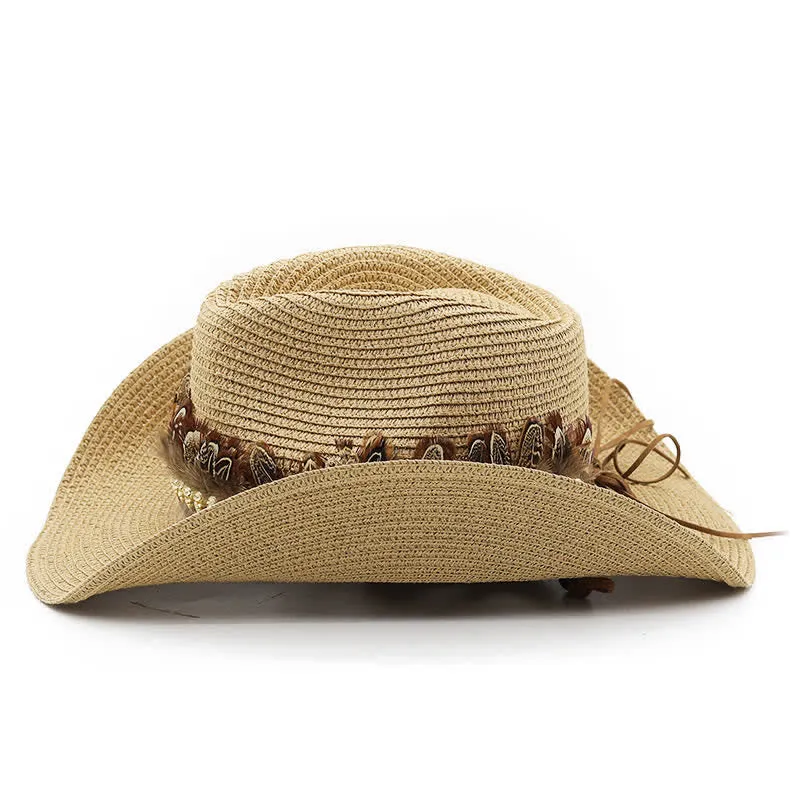 Summer Feather Band Classic Straw Cowboy Hat sold by FloralTrip product image thumbnail 3