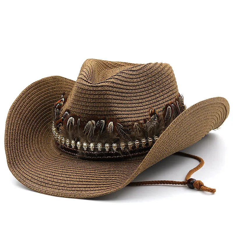 Summer Feather Band Classic Straw Cowboy Hat sold by FloralTrip product image thumbnail 5