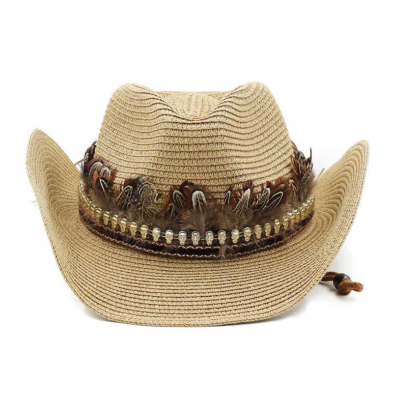 Summer Feather Band Classic Straw Cowboy Hat sold by FloralTrip product image thumbnail 2