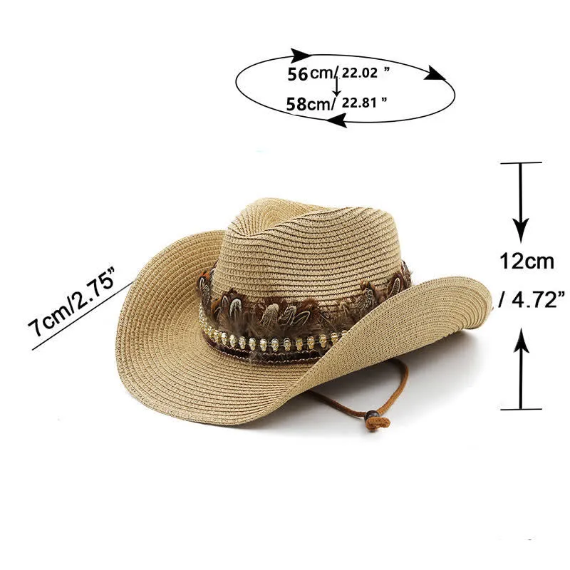 Summer Feather Band Classic Straw Cowboy Hat sold by FloralTrip product image thumbnail 4