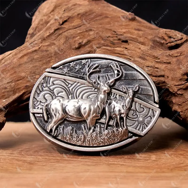 Men's DIY Deer Flag Hidden Folding Knife Leather Belt sold by FloralTrip