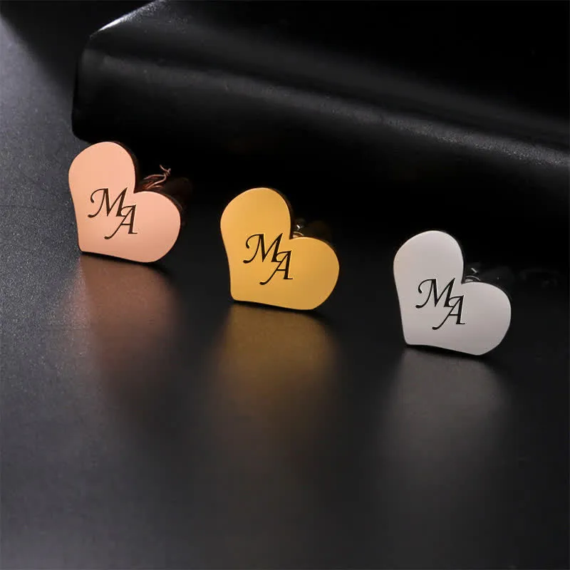 1 Pair Laser Custom Letter Square Round Heart Shape Suit Cufflinks sold by FloralTrip