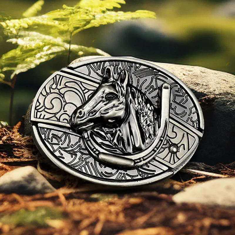 Men's DIY Horse Head Hidden Folding Knife Leather Belt sold by FloralTrip