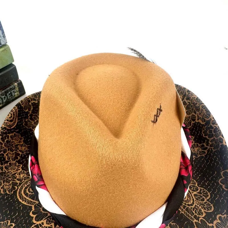 Two Tone Daisy Feather Decor Ethnic Strap Cowboy Hat sold by FloralTrip product image thumbnail 4