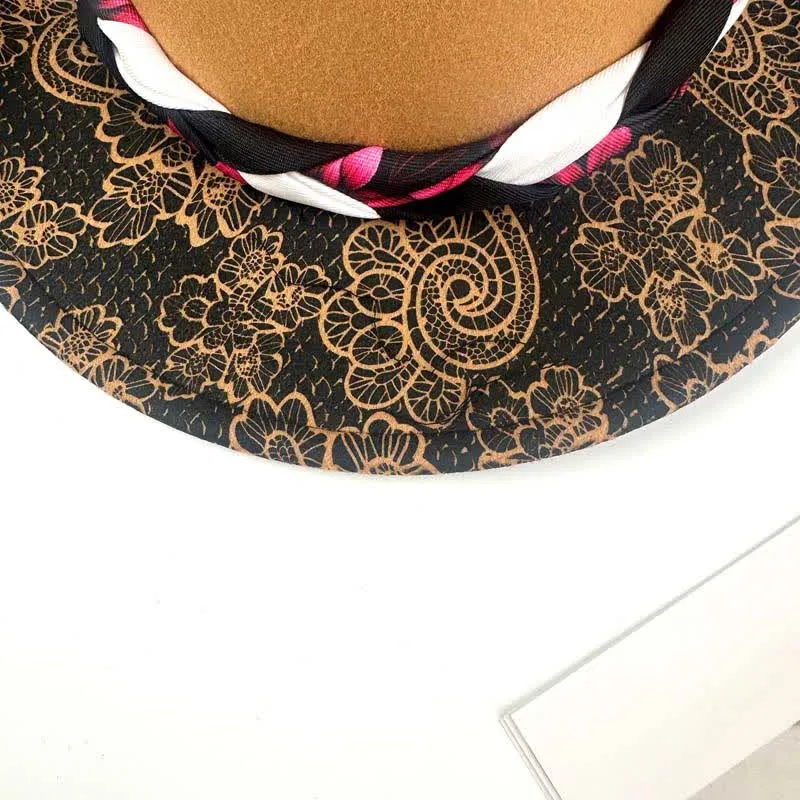 Two Tone Daisy Feather Decor Ethnic Strap Cowboy Hat sold by FloralTrip product image thumbnail 5