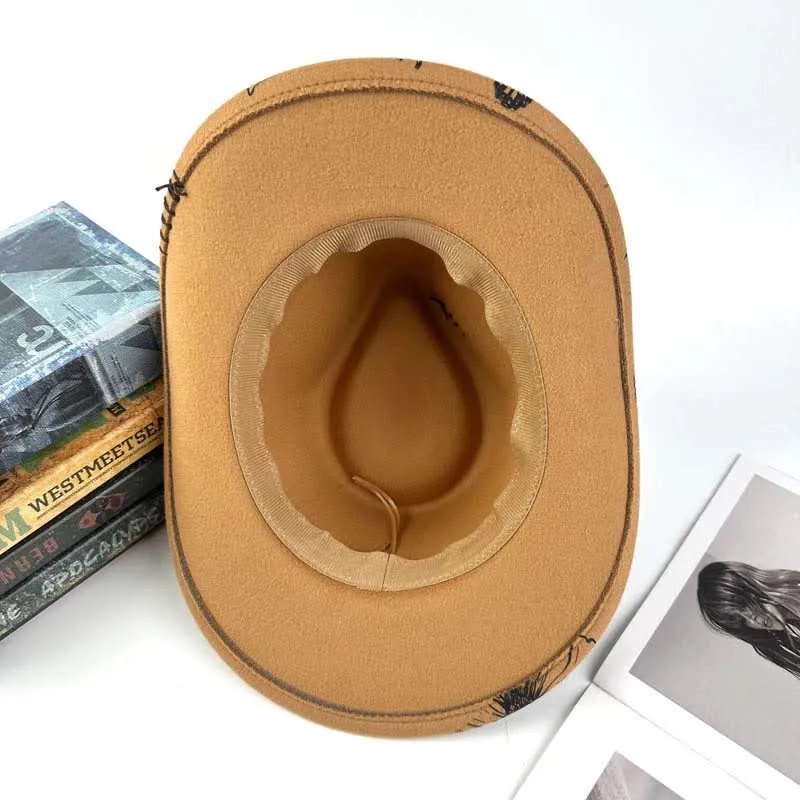 Western Sunflower Feather Decor Ethnic Strap Cowboy Hat sold by FloralTrip product image thumbnail 4