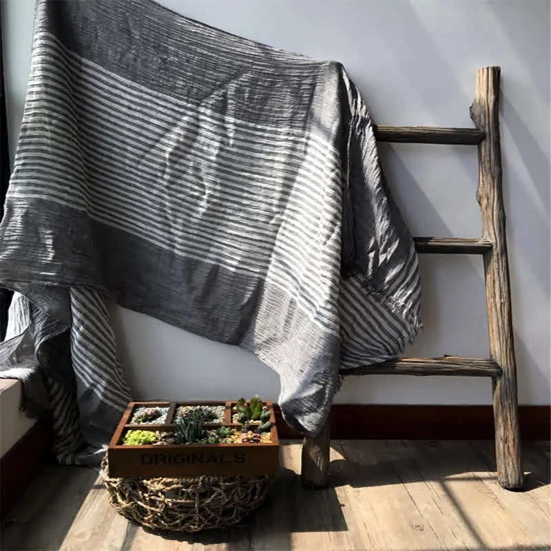 Classic Stripes Pattern Thin Cotton Blend Pleated Art Scarf sold by FloralTrip product image thumbnail 5