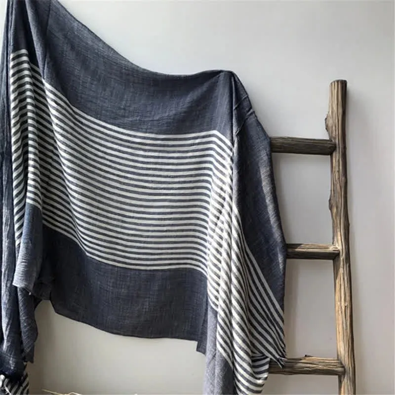 Classic Stripes Pattern Thin Cotton Blend Pleated Art Scarf sold by FloralTrip product image thumbnail 3