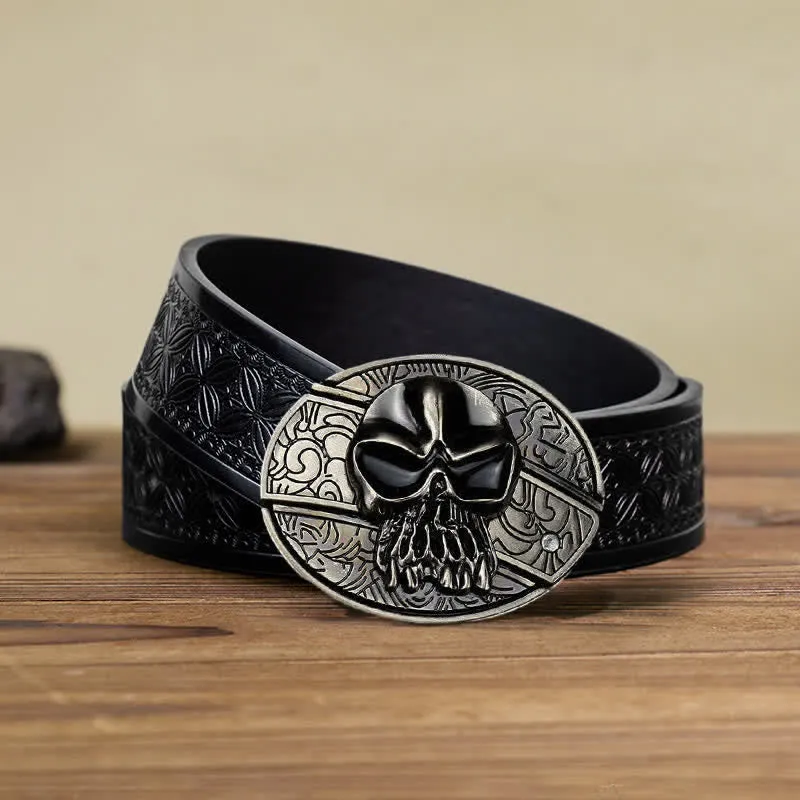 Men's DIY Skull Head Hidden Folding Knife Leather Belt sold by FloralTrip