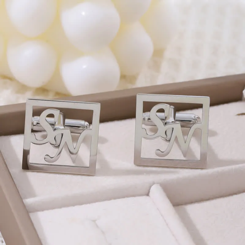 1 Pair Square Custom Letter Hollow Suit Cufflinks sold by FloralTrip product image thumbnail 4